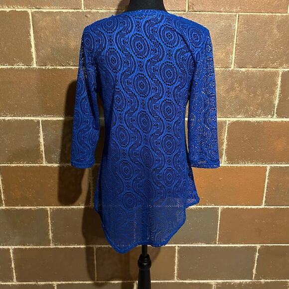 Creation Royal Blue Crochet Lightweight Sweater Top Women's S Small - Picture 5 of 8